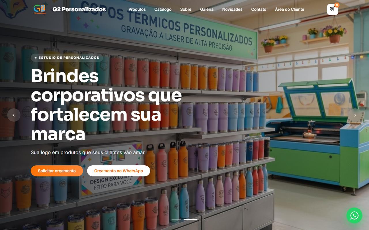G2 Personalizados: site, catálogo e loja de brindes